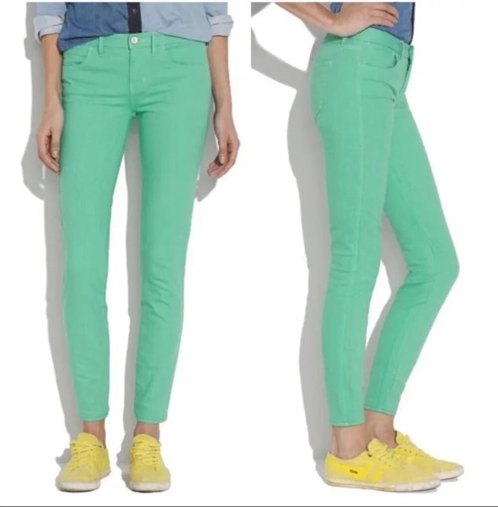 Madewell Mint Green Skinny Ankle Denim Jeans Size 27